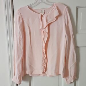 Kate Spade Pale Pink Long Sleeve Edison Ruffle Blouse